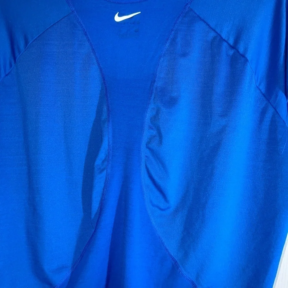 NIKE Running Dri Fit 10K Womens Blue Short Sleeve Top AJ4140 Sz XXL